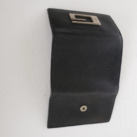 Logo Black Key Holder Small Wallet Case Leather Italy 3...